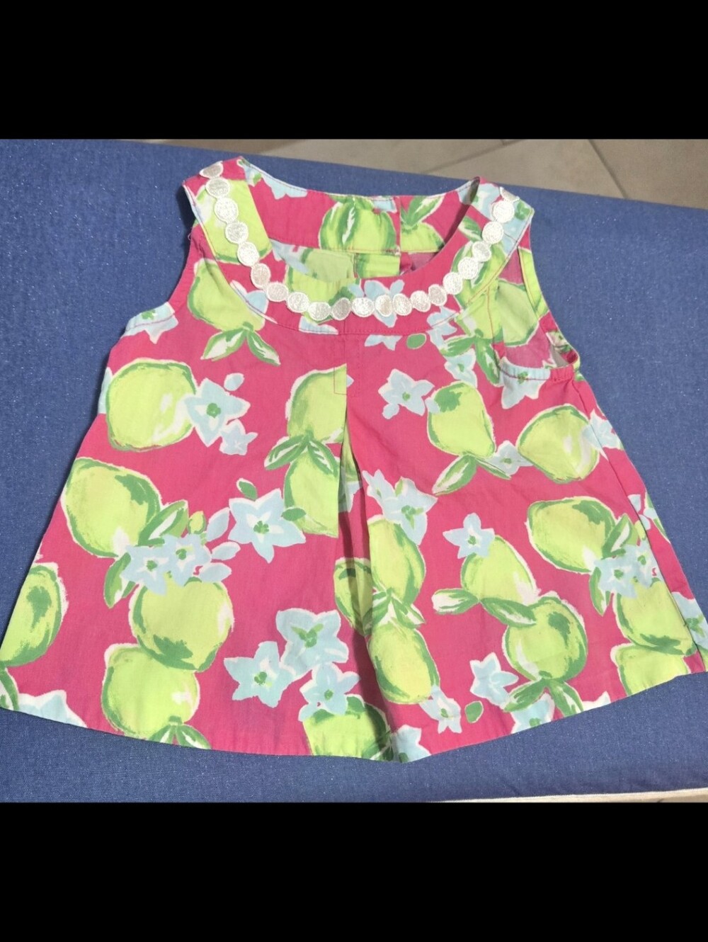 Janie and Jack dress, pink lime green fruit, 6m - 12m